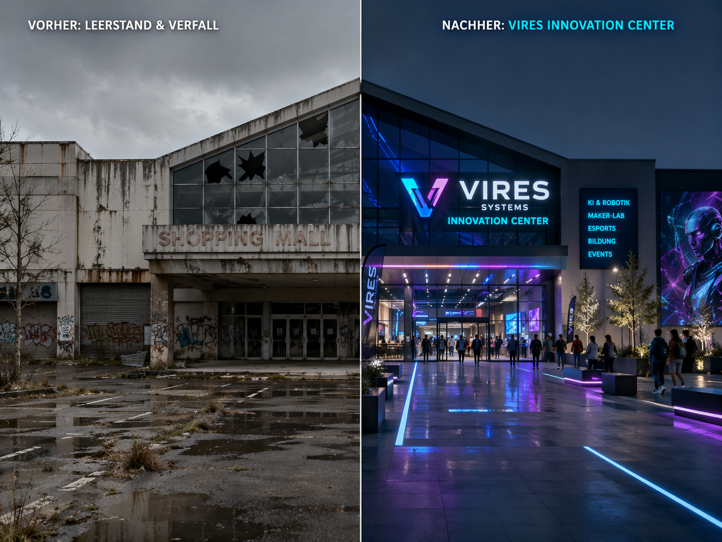 Vision einer umgebauten Shopping Mall als Innovation Center