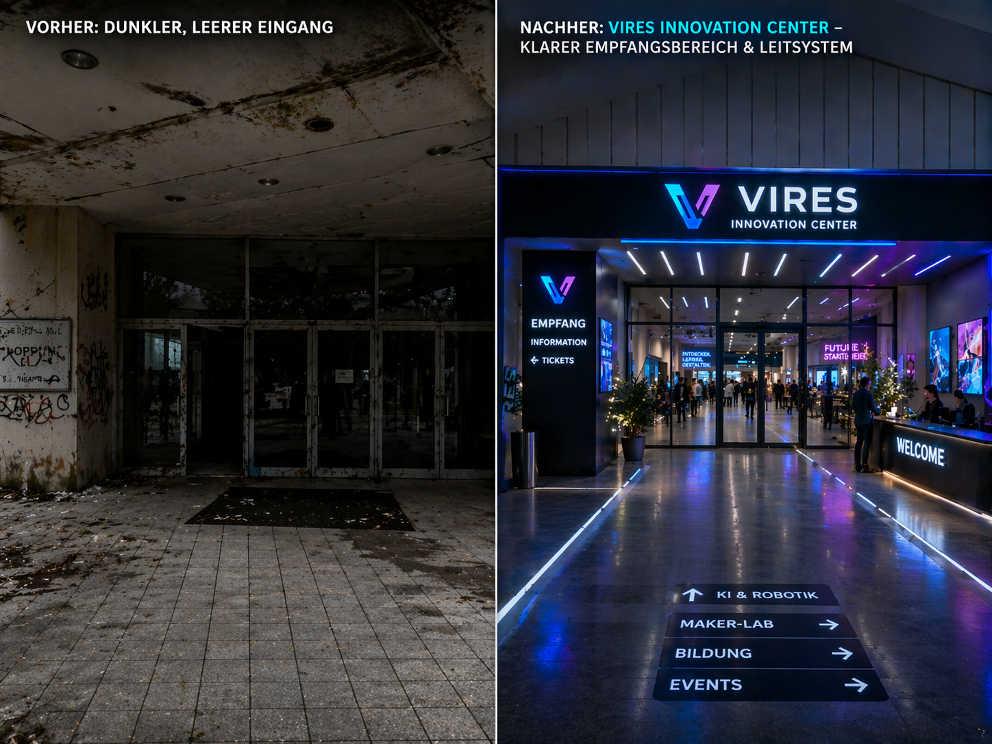 Außenansicht einer leerstehenden Mall