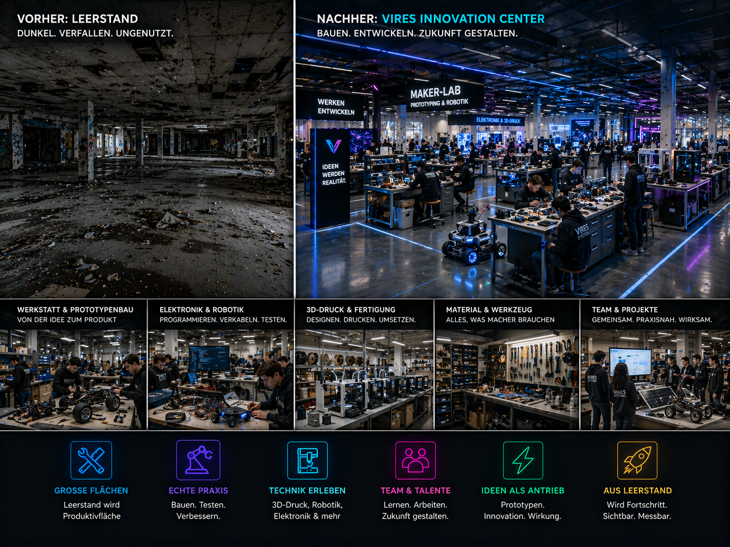 Großfläche für Maker-Lab und Technikzonen