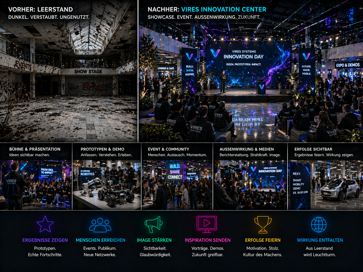 Showcase und Eventzone in ehemaliger Handelsfläche